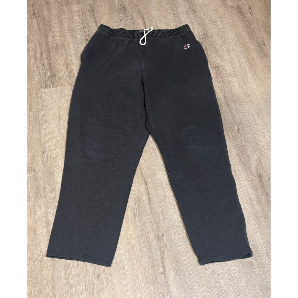 Y2K Champion Premium Reverse Weave Sweatpants Mens Medium Black Joggers